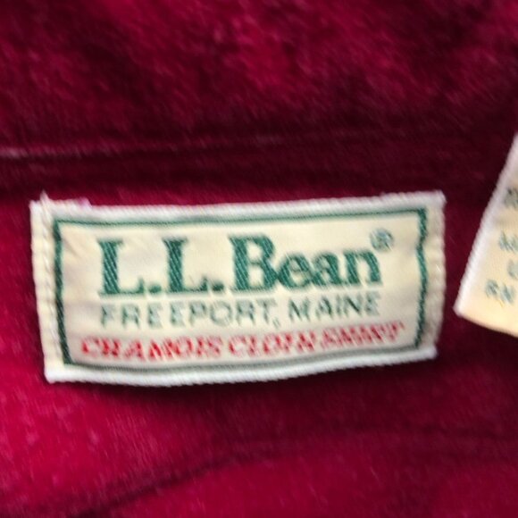 L.L. Bean Mens Dess Shirt Size 15.5 Neck M Tall Chamois Cloth Red Long Sleeve - Picture 11 of 13